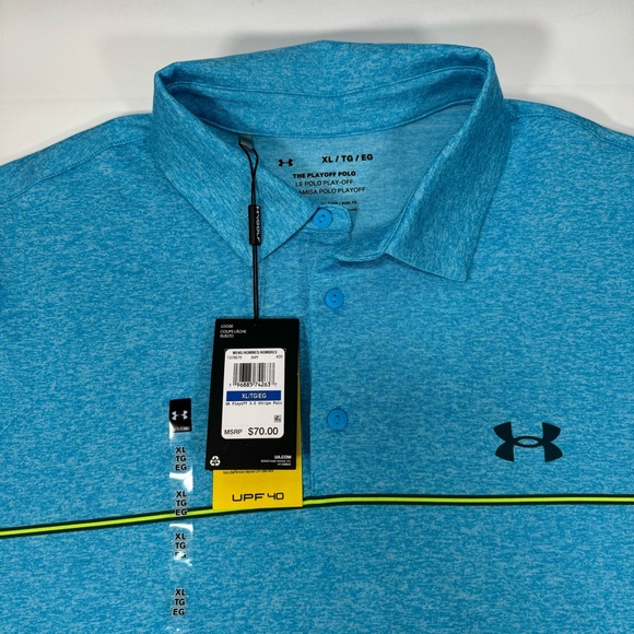 NWT New Under Armour Men’s Golf Playoff 3.0 Stripe Polo Extra Large XL UPF 40 - Picture 4 of 4
